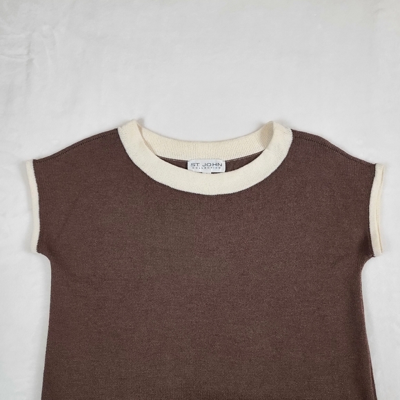 St John collection knit Crème And Brown Dress. Sz S - Picture 2 of 9